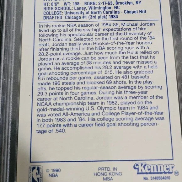 1990 Kenner Starting Lineup Yellow Rookie Year 1984 Michael Jordan PSA 8 RARE